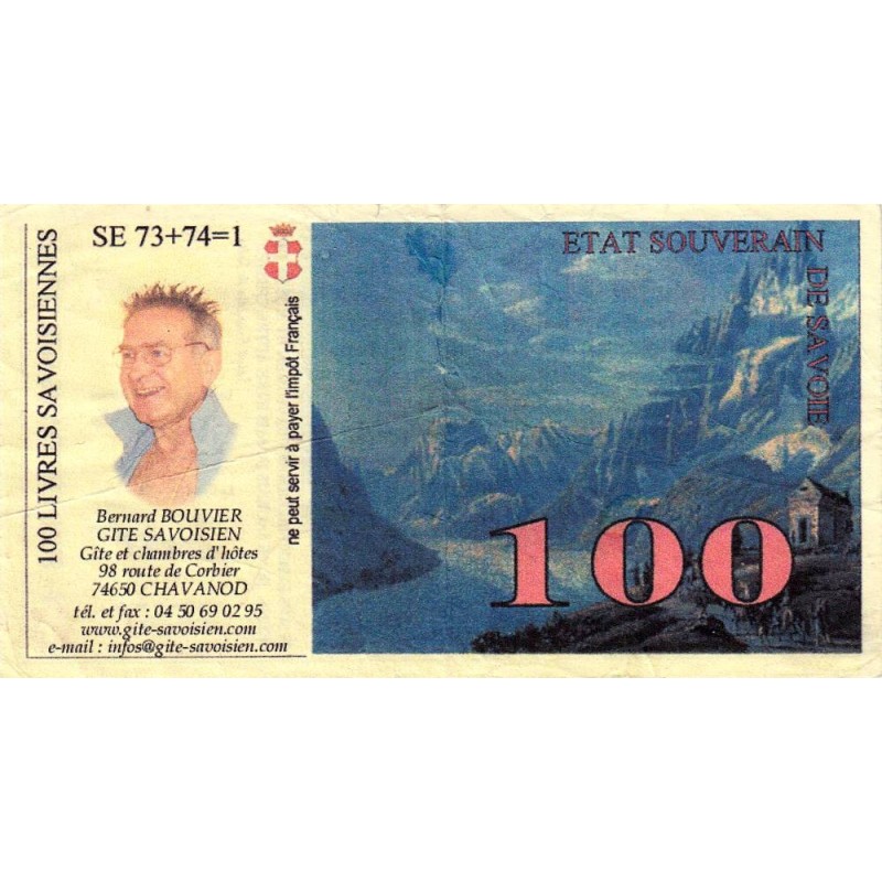 Billet savoisien - 100 Livres savoisiennes - Billet publicitaire - 1998 - Etat : TB+