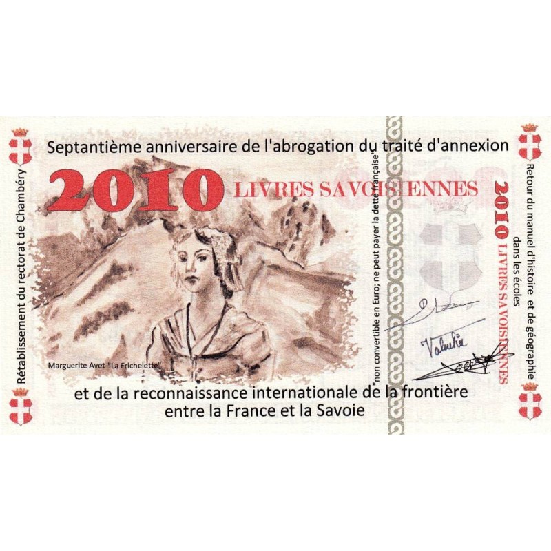 Billet savoisien - 2010 Livres savoisiennes - 2010 - Type a - Etat : NEUF