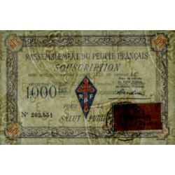 Rassemblement du Peuple Français - Type B-02b - 1'000 francs - Etat : SPL à SPL+