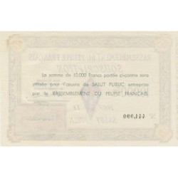 Rassemblement du Peuple Français - Type B-04b - 10'000 francs - Etat : SPL à SPL+