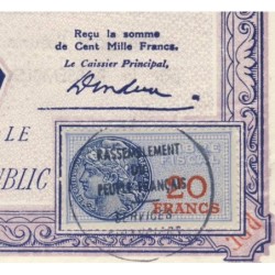 Rassemblement du Peuple Français - Type B-06a - 100'000 francs - Etat : SPL à SPL+