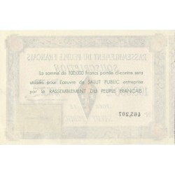 Rassemblement du Peuple Français - Type B-06a - 100'000 francs - Etat : SPL à SPL+