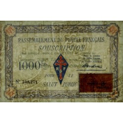 Rassemblement du Peuple Français - Type B-02b - 1'000 francs - Etat : SPL à SPL+