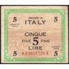 Italie - Occcupation alliée - Pick M 18a - 5 lire - Lettres A A - Séries 1943 A - Etat : TB-