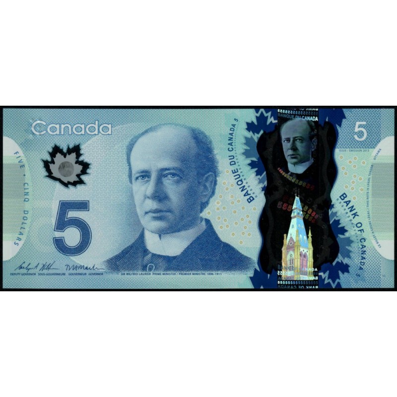 Canada - Pick 106d - 5 dollars - Série INJ - 2013 (2021) - Polymère - Etat : pr.NEUF