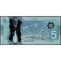 Canada - Pick 106d - 5 dollars - Série INJ - 2013 (2021) - Polymère - Etat : pr.NEUF