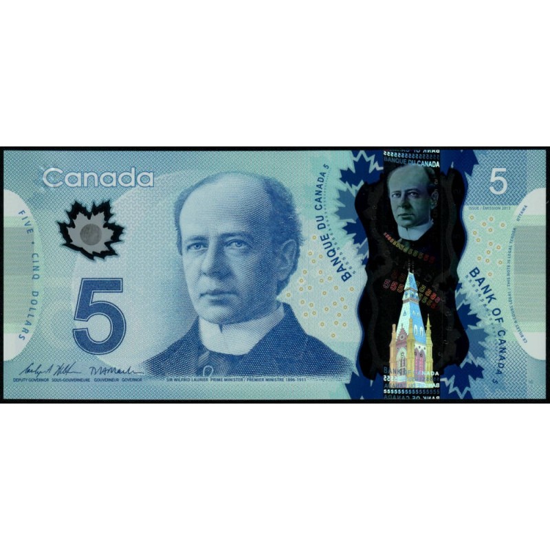 Canada - Pick 106d - 5 dollars - Série INJ - 2013 (2021) - Polymère - Etat : NEUF