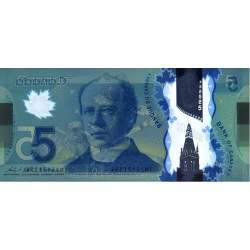 Canada - Pick 106d - 5 dollars - Série INJ - 2013 (2021) - Polymère - Etat : NEUF