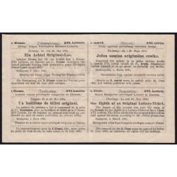 Hongrie - Loterie - Huitième de billet - Première classe - 1,50 korona - 1905 - Etat : SUP