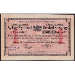 Hongrie - Loterie - Huitième de billet - Première classe - 1,50 korona - 1905 - Etat : SUP