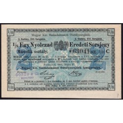 Hongrie - Loterie - Huitième de billet - Deuxième classe - 2,50 korona - 1905 - Etat : SUP