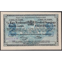 Hongrie - Loterie - Huitième de billet - Deuxième classe - 2,50 korona - 1905 - Etat : SUP