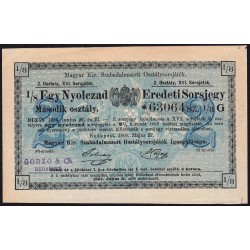 Hongrie - Loterie - Huitième de billet - Deuxième classe - 2,50 korona - 1905 - Etat : SUP
