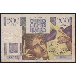 F 34-03 - 07/11/1945 - 500 francs - Chateaubriand - Série F.58 - Etat : TB-