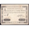 Assignat 12a - 5 livres - 6 mai 1791 - Série 12J - Etat : TTB
