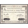 Assignat 20a - 5 livres - 1 novembre 1791 - Série 84A - Etat : TTB+