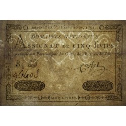 Assignat 20a - 5 livres - 1 novembre 1791 - Série 84D - Etat : TTB