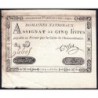Assignat 20a - 5 livres - 1 novembre 1791 - Série 84D - Etat : TTB-