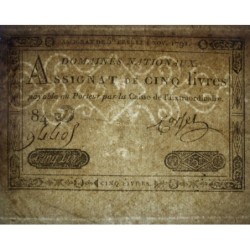 Assignat 20a - 5 livres - 1 novembre 1791 - Série 84D - Etat : TTB-