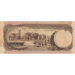 Barbade - Pick 33a - 10 dollars - Série C8 - 1975 - Etat : TB