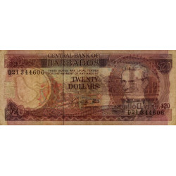 Barbade - Pick 39 - 20 dollars - Série D21 - 1988 - Etat : TTB-