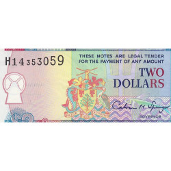 Barbade - Pick 46 - 2 dollars - Série H14 - 1995 - Etat : NEUF