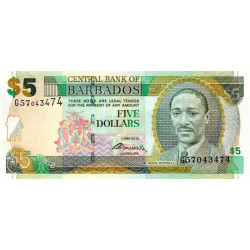 Barbade - Pick 67c - 5 dollars - Série G57 - 02/05/2012 - Etat : NEUF