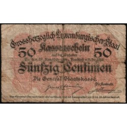 Luxembourg - Pick 26_1 - 50 centimes - Sans série - 1919 - Etat : B-