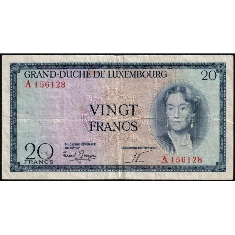 Luxembourg - Pick 49a - 20 francs - Série A - 1955 - Etat : TB+