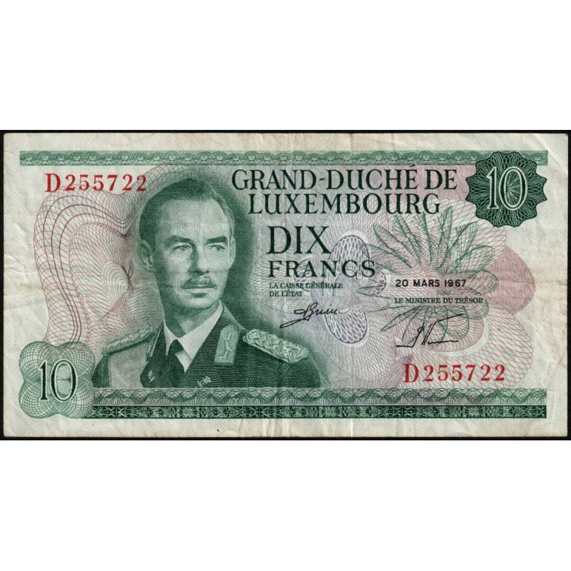 Luxembourg - Pick 53a - 10 francs - Série D - 20/03/1967 - Etat : TB+