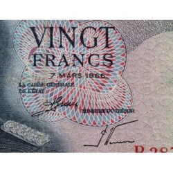 Luxembourg - Pick 54a - 20 francs - Série B - 07/03/1966 - Etat : TB