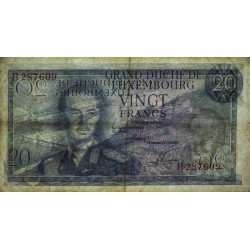 Luxembourg - Pick 54a - 20 francs - Série B - 07/03/1966 - Etat : TB