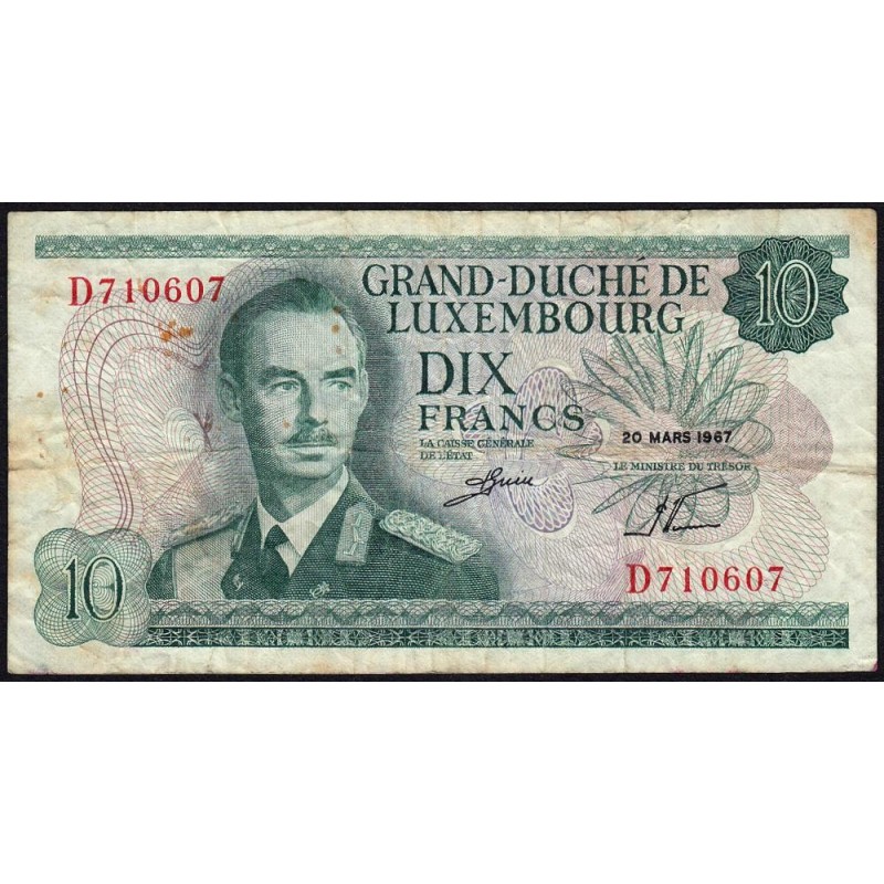 Luxembourg - Pick 53a - 10 francs - Série D - 20/03/1967 - Etat : TB-
