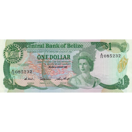 Belize - Pick 46c - 1 dollar - Série A/15 - 01/01/1987 - Etat : SPL