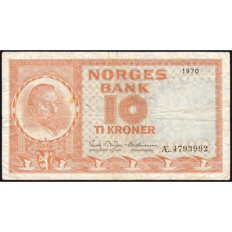 Norvège - Pick 31e - 10 kroner - Série Æ - 1970 - Etat : TB