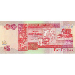 Belize - Pick 53a - 5 dollars - Série AA - 01/05/1990 - Etat : NEUF