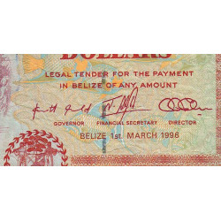 Belize - Pick 58 - 5 dollars - Série BA - 01/03/1996 - Etat : TTB