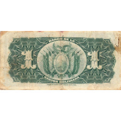 Bolivie - Pick 112_2 - 1 boliviano - 11/05/1911 (1929) - Série X2 - Etat : TB