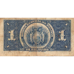 Bolivie - Pick 119_2 - 1 boliviano - Loi 1928 (1941) - Série E - Etat : TB+