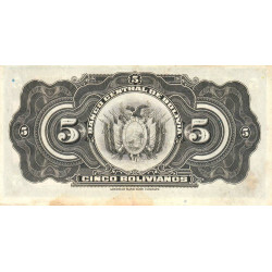 Bolivie - Pick 120_7 - 5 bolivianos - Loi 1928 (1940) - Série L10 - Etat : TB+