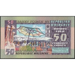 Madagascar - Pick 62 - 50 francs - 10 ariary - Série A/20 - 1974 - Etat : NEUF