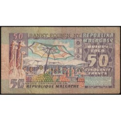 Madagascar - Pick 62 - 50 francs - 10 ariary - Série A/54 - 1974 - Etat : TB