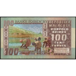 Madagascar - Pick 63 - 100 francs - 20 ariary - Série A/8 - 1974 - Etat : SUP