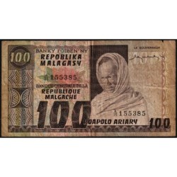 Madagascar - Pick 63 - 100 francs - 20 ariary - Série A/35 - 1974 - Etat : TB-