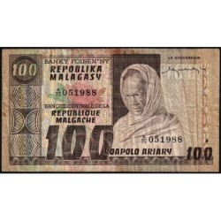 Madagascar - Pick 63 - 100 francs - 20 ariary - Série A/75 - 1974 - Etat : TB-