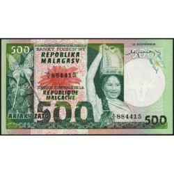 Madagascar - Pick 64 - 500 francs - 100 ariary - Série A/2 - 1974 - Etat : SUP+