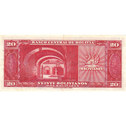 Bolivie - Pick 140a_7 - 20 bolivianos - Série Q - Loi 1945 (1955) - Etat : SUP