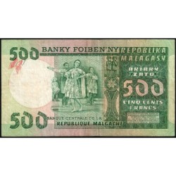 Madagascar - Pick 64 - 500 francs - 100 ariary - Série A/34 - 1974 - Etat : TB