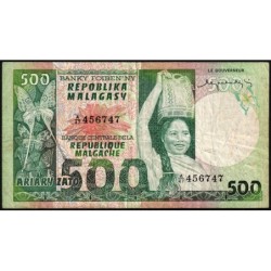 Madagascar - Pick 64 - 500 francs - 100 ariary - Série A/47 - 1974 - Etat : TB