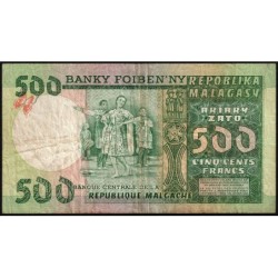 Madagascar - Pick 64 - 500 francs - 100 ariary - Série A/47 - 1974 - Etat : TB